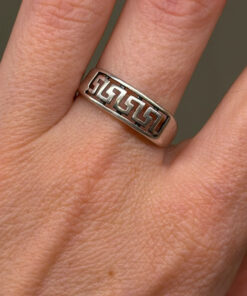 925sterling silver Greek Key cut-out ring size R