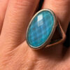 Unique sterling silver vintage whitney kelly turquoise doublet ring size m1/2