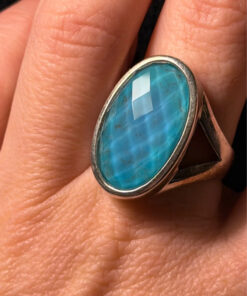 Unique sterling silver vintage whitney kelly turquoise doublet ring size m1/2