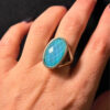 Unique sterling silver vintage whitney kelly turquoise doublet ring size m1/2