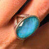 Unique sterling silver vintage whitney kelly turquoise doublet ring size m1/2