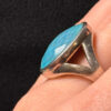 Unique sterling silver vintage whitney kelly turquoise doublet ring size m1/2