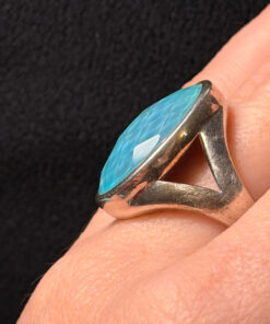 Unique sterling silver vintage whitney kelly turquoise doublet ring size m1/2