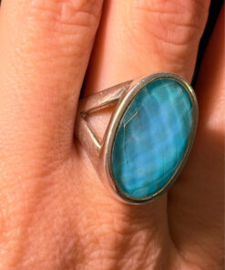 Unique sterling silver vintage whitney kelly turquoise doublet ring size m1/2