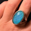 Unique sterling silver vintage whitney kelly turquoise doublet ring size m1/2