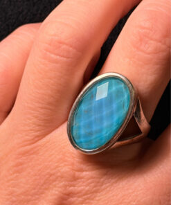 Unique sterling silver vintage whitney kelly turquoise doublet ring size m1/2