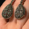Vintage Sterling Silver Marcasite Drop Post Earrings stud#122