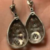 Vintage Sterling Silver Marcasite Drop Post Earrings stud#122