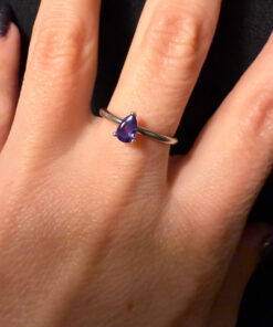 Silver ring with amethyst, size M 1/2