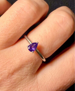 Silver ring with amethyst, size M 1/2, #122