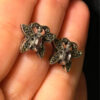 vintage sterling silver 925 amethyst marcasite butterfly stud earrings#22