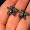 vintage sterling silver 925 amethyst marcasite butterfly stud earrings#22