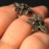 vintage sterling silver 925 amethyst marcasite butterfly stud earrings#22