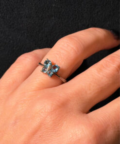 silver 925 gold-plated butterfly ring with blue topaz, size k 1/2 #122