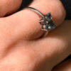 silver 925 gold-plated butterfly ring with blue topaz, size k 1/2 #122
