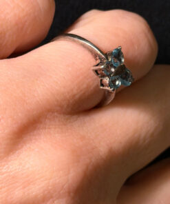 silver 925 gold-plated butterfly ring with blue topaz, size k 1/2