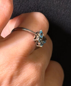 silver 925 gold-plated butterfly ring with blue topaz, size k 1/2