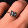 silver 925 gold-plated butterfly ring with blue topaz, size k 1/2 #122