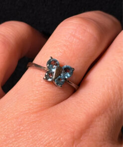 silver 925 gold-plated butterfly ring with blue topaz, size k 1/2