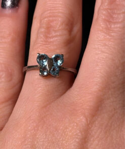 silver 925 gold-plated butterfly ring with blue topaz, size k 1/2