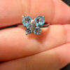 silver 925 gold-plated butterfly ring with blue topaz, size k 1/2 #122