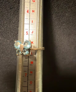 silver 925 gold-plated butterfly ring with blue topaz, size k 1/2