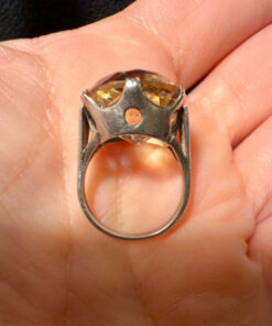 Art Deco Tested Sterling Silver Tested Citrine Solitaire Ring -UK Size K