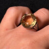 Art Deco Tested Sterling Silver Tested Citrine Solitaire  Ring -UK Size K#122