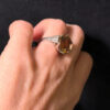 Art Deco Tested Sterling Silver Tested Citrine Solitaire Ring -UK Size K#122