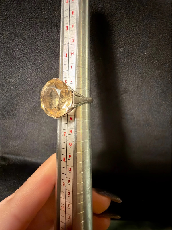 Art Deco Tested Sterling Silver Tested Citrine Solitaire Ring -UK Size K#122