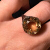 Art Deco Tested Sterling Silver Tested Citrine Solitaire Ring -UK Size K#122