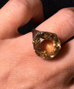 Art Deco Tested Sterling Silver Tested Citrine Solitaire Ring -UK Size K