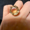 Art Deco Tested Sterling Silver Tested Citrine Solitaire Ring -UK Size K#122