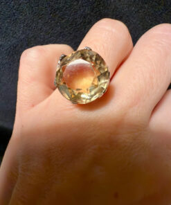 Art Deco Tested Sterling Silver Tested Citrine Solitaire Ring -UK Size K
