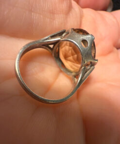 Art Deco Tested Sterling Silver Tested Citrine Solitaire Ring -UK Size K
