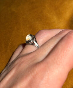 Size L1/2 silver vintage ring with an unknown transparent stone