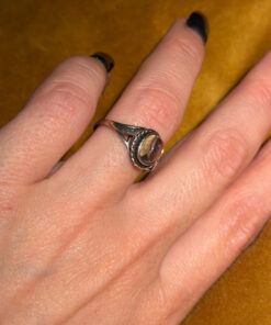 Size L1/2 silver vintage ring with an unknown transparent stone