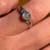 Size M vintage silver ring with moonstone#121