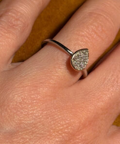 Drop 925 Sterling Silver 6 Diamonds Ring, size L, stamped HDIA #121, with gold plating