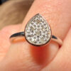 Drop 925 Sterling Silver 6 Diamonds Ring, size L, stamped HDIA #121, with gold plating