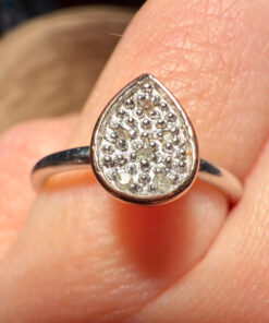 Drop 925 Sterling Silver 6 Diamonds Ring, size L, stamped HDIA #121, with gold plating
