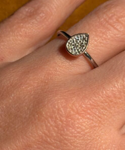 Drop 925 Sterling Silver 6 Diamonds Ring, size L, stamped HDIA #121, with gold plating