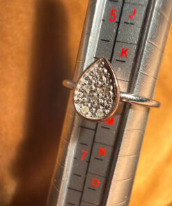 Drop 925 Sterling Silver 6 Diamonds Ring, size L, stamped HDIA #121, with gold plating
