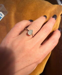 Drop 925 Sterling Silver 6 Diamonds Ring, size L, stamped HDIA #121, with gold plating