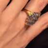 Silver ring with gold plating and amethysts, size O#121