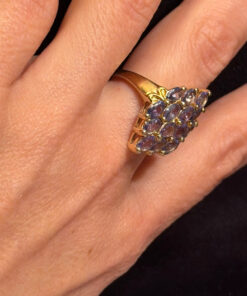 Silver ring with gold plating and amethysts, size O#121