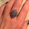Silver ring with gold plating and amethysts, size O#121