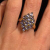 Silver ring with gold plating and amethysts, size O#121