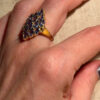 Silver ring with gold plating and amethysts, size O#121