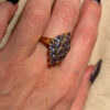 Silver ring with gold plating and amethysts, size O#121